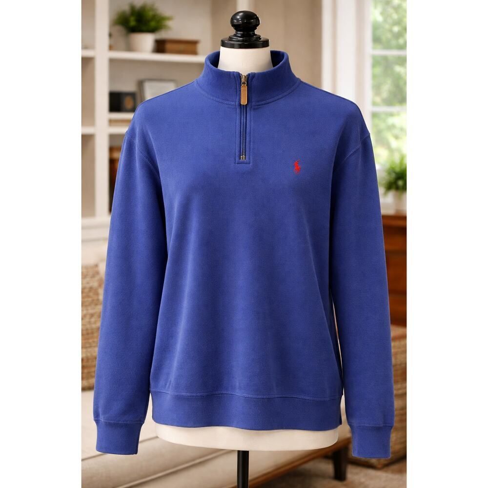 Polo Ralph Lauren Blue Quarter Zip Pullover Sweatshirt XXL 2XL